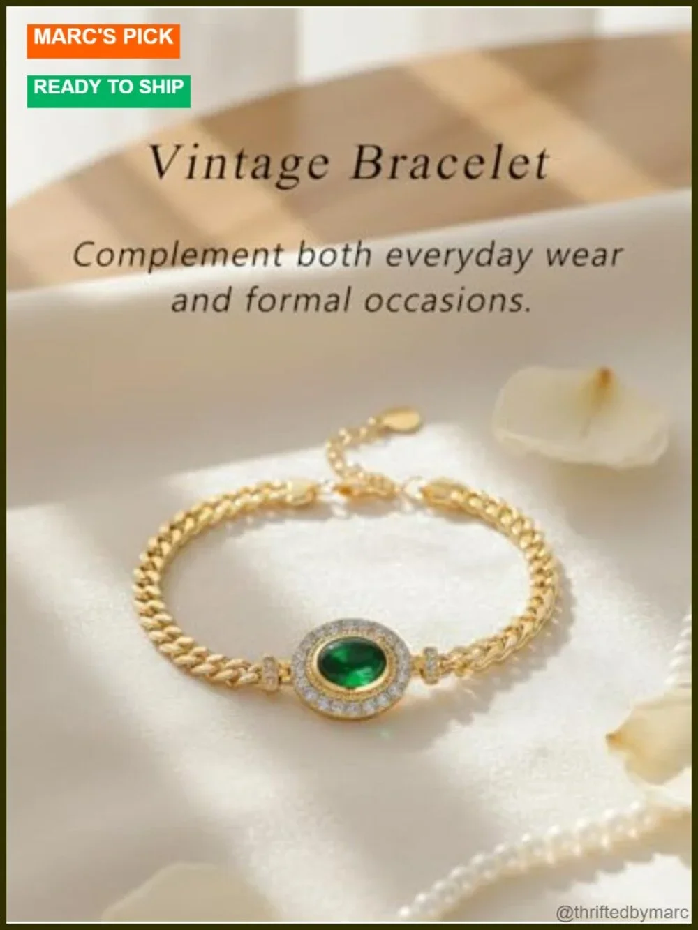 Simulated Emerald Cubic Zirconia Cuban Link Chain Bracelet, Rhodium/Yellow Gold